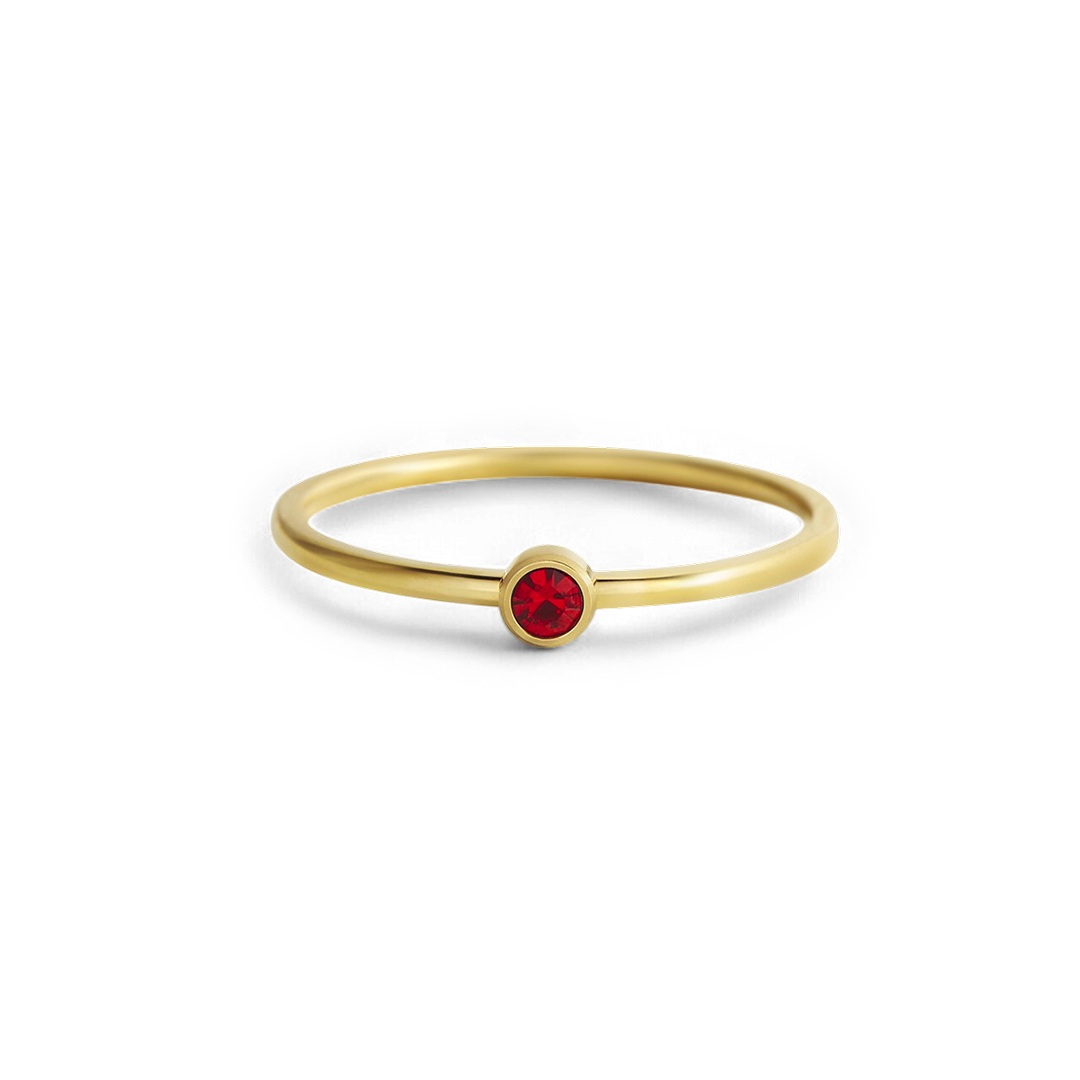 Minimalist Birthstone Stacking Band | Bezel Set Ring