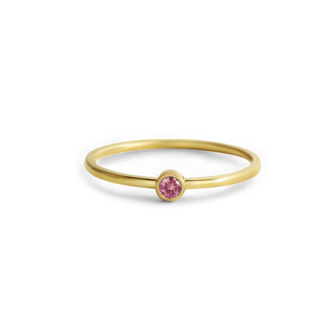 Anillo minimalista con piedras de nacimiento apilables | Anillo con engaste en bisel