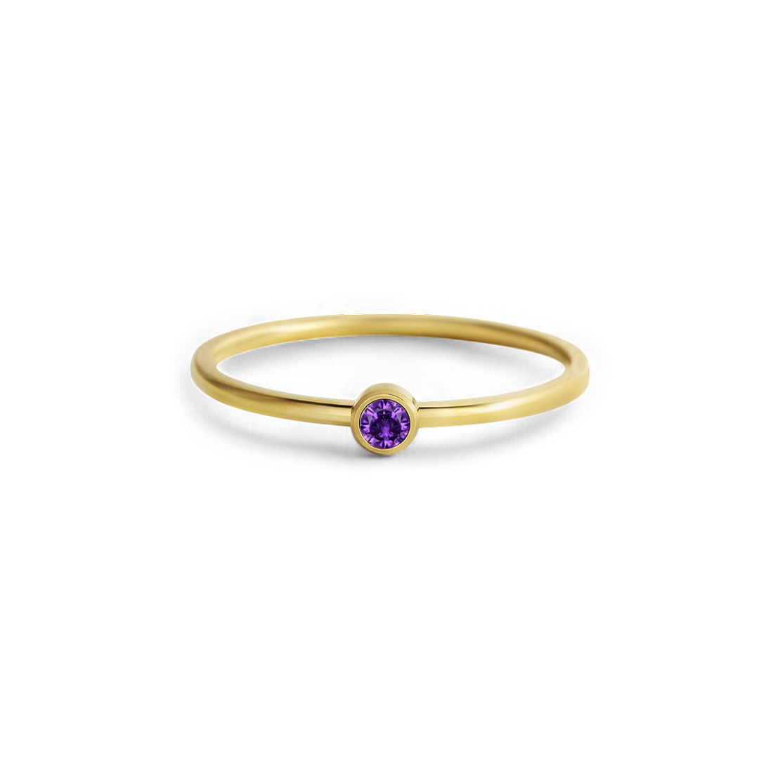 Minimalist Birthstone Stacking Band | Bezel Set Ring