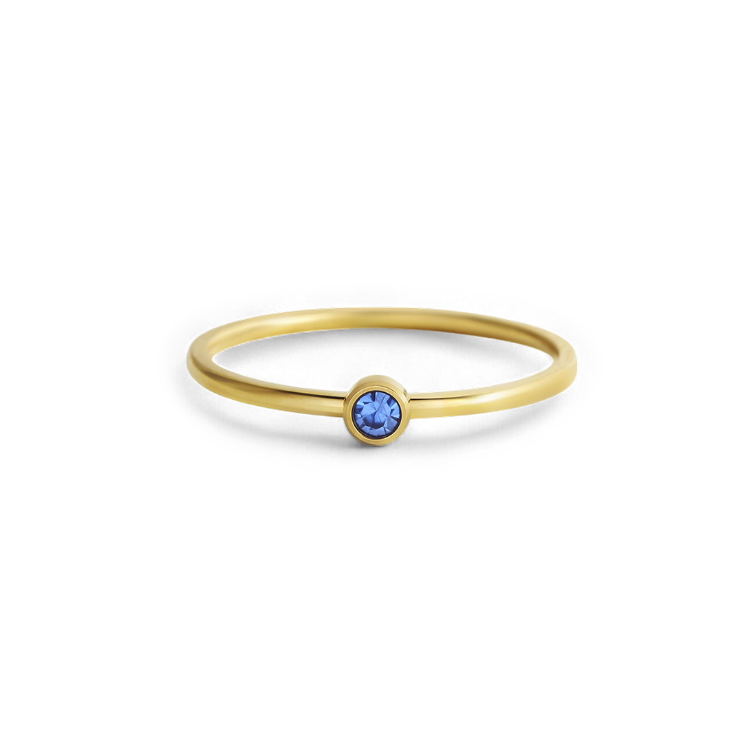 Minimalist Birthstone Stacking Band | Bezel Set Ring