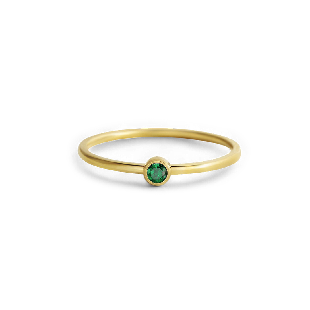 Minimalist Birthstone Stacking Band | Bezel Set Ring