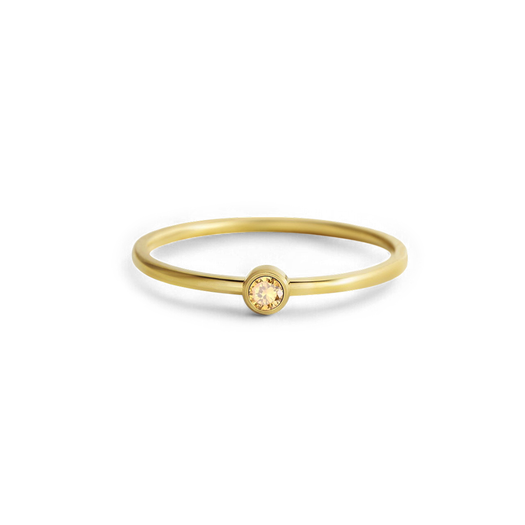 Minimalist Birthstone Stacking Band | Bezel Set Ring