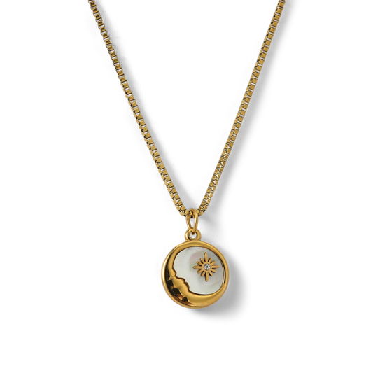 Mother of Pearl Moon Pendant Necklace