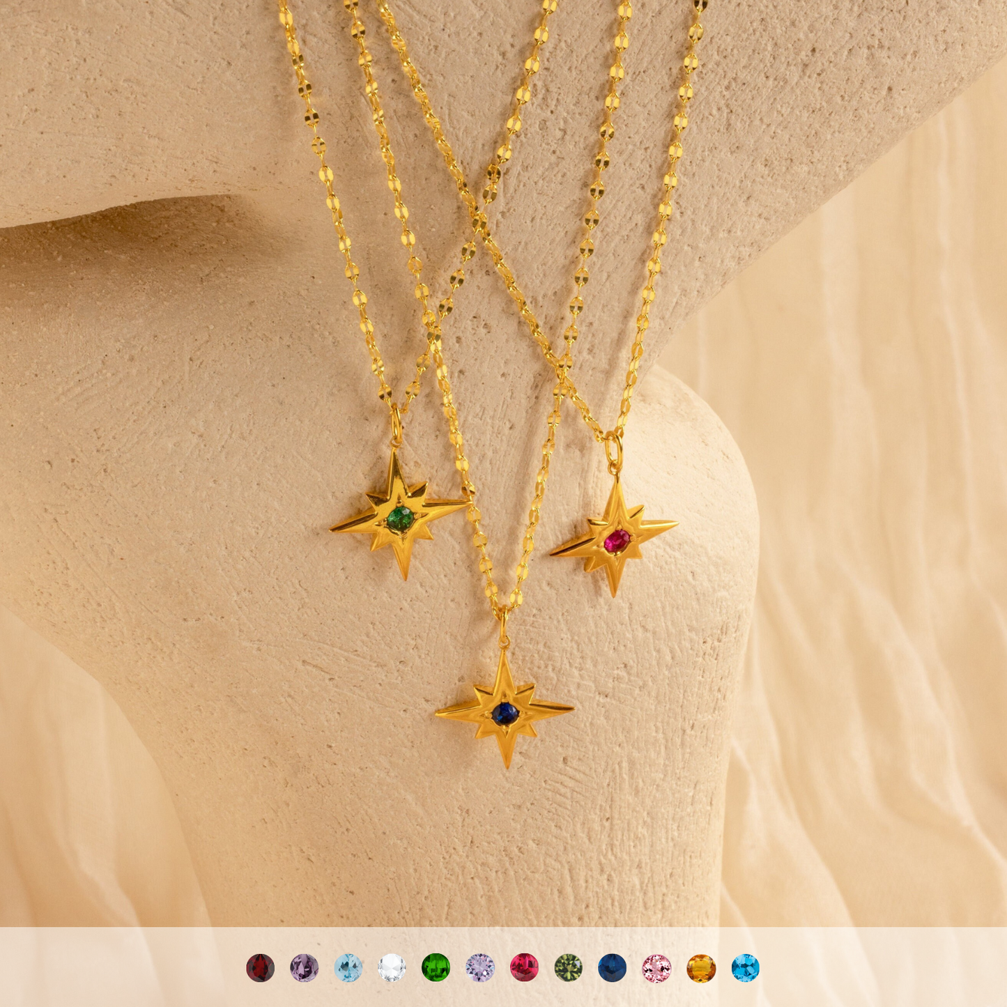 Collar con piedra de nacimiento de estrella