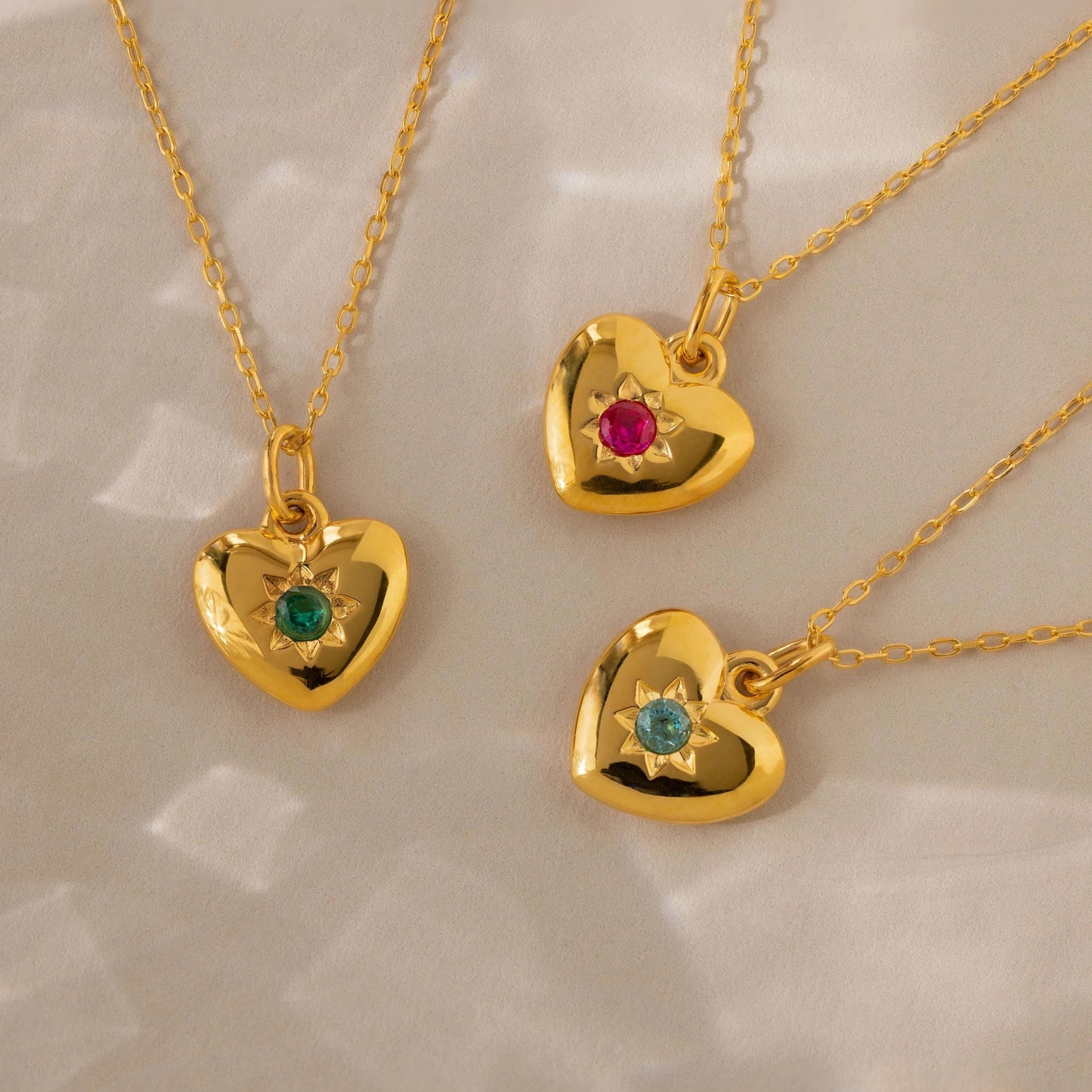 North Star Birthstone Heart Necklace