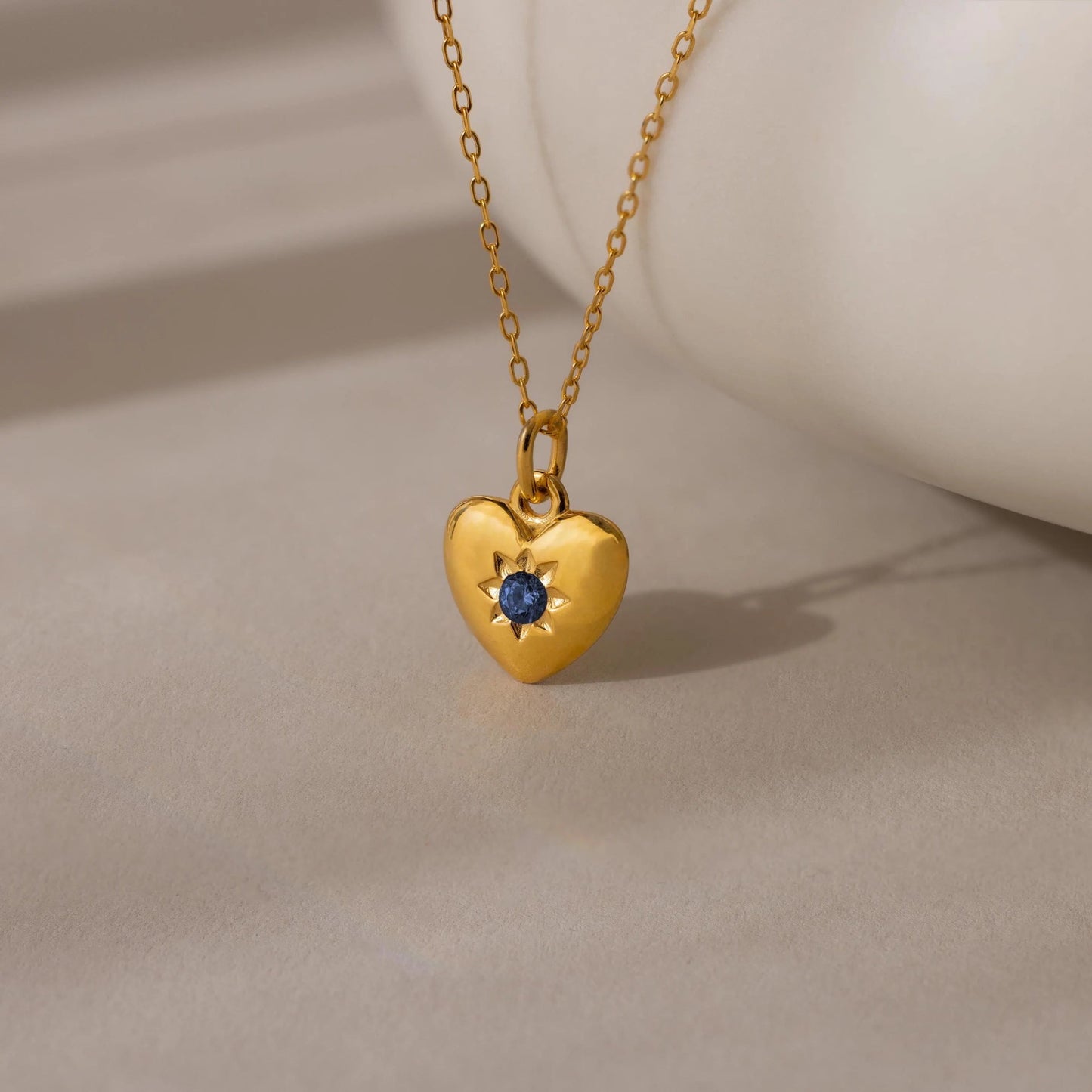 North Star Birthstone Heart Necklace