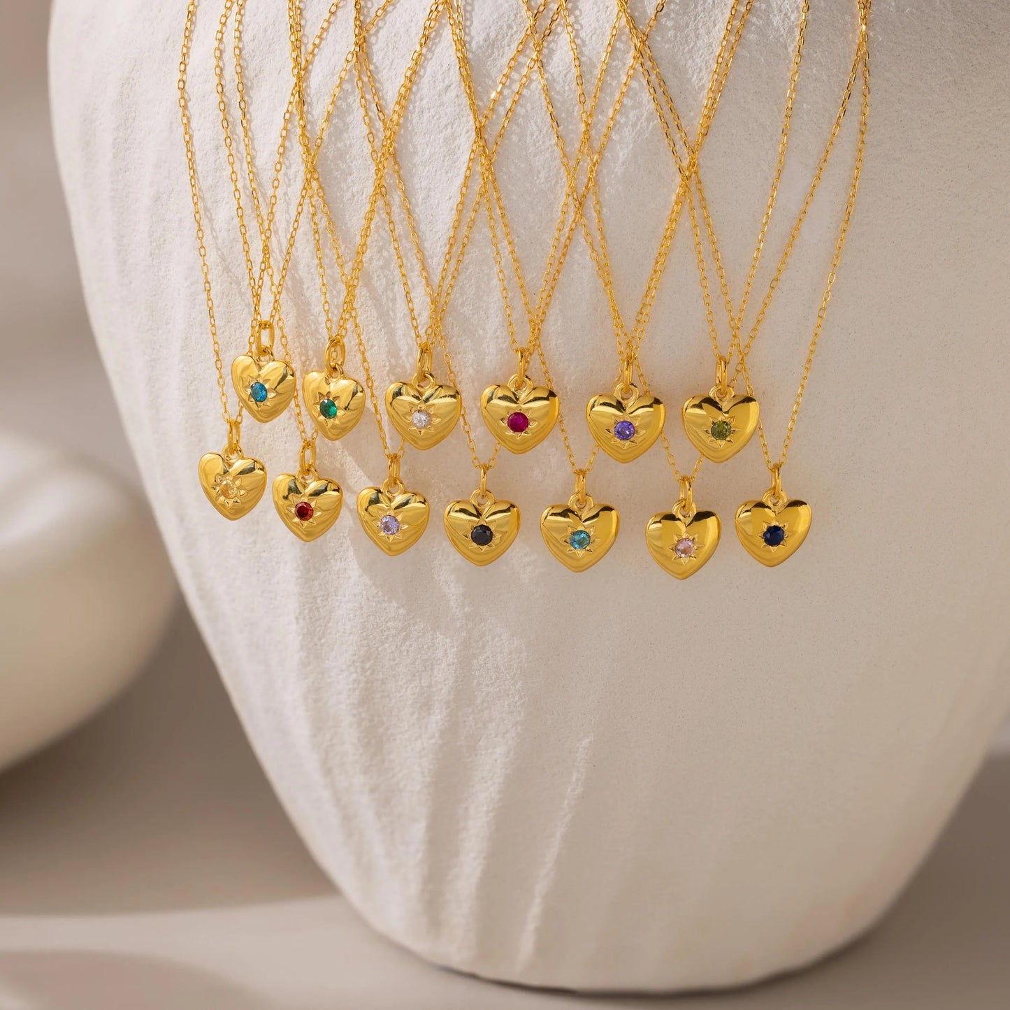 North Star Birthstone Heart Necklace