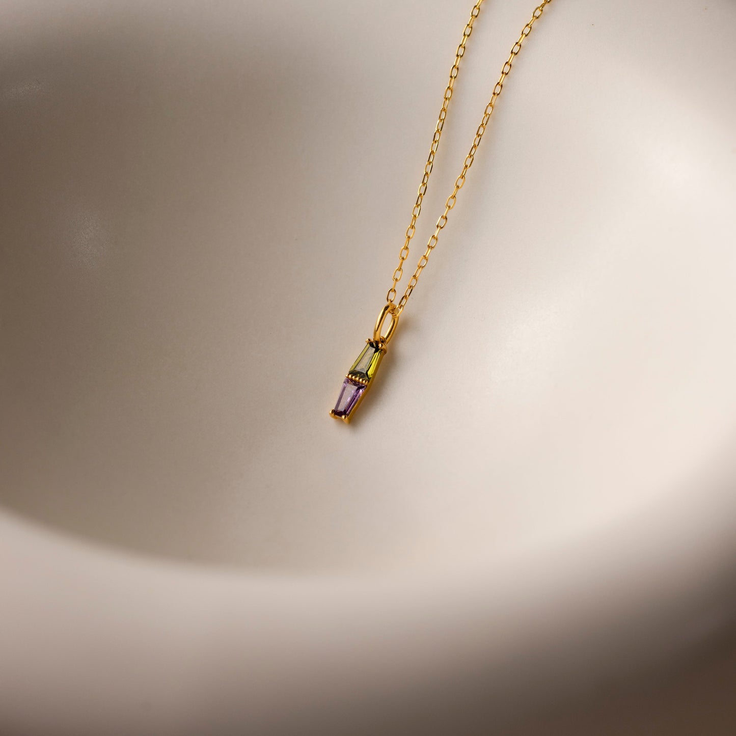 Toi et Moi Tapered Birthstone Necklace