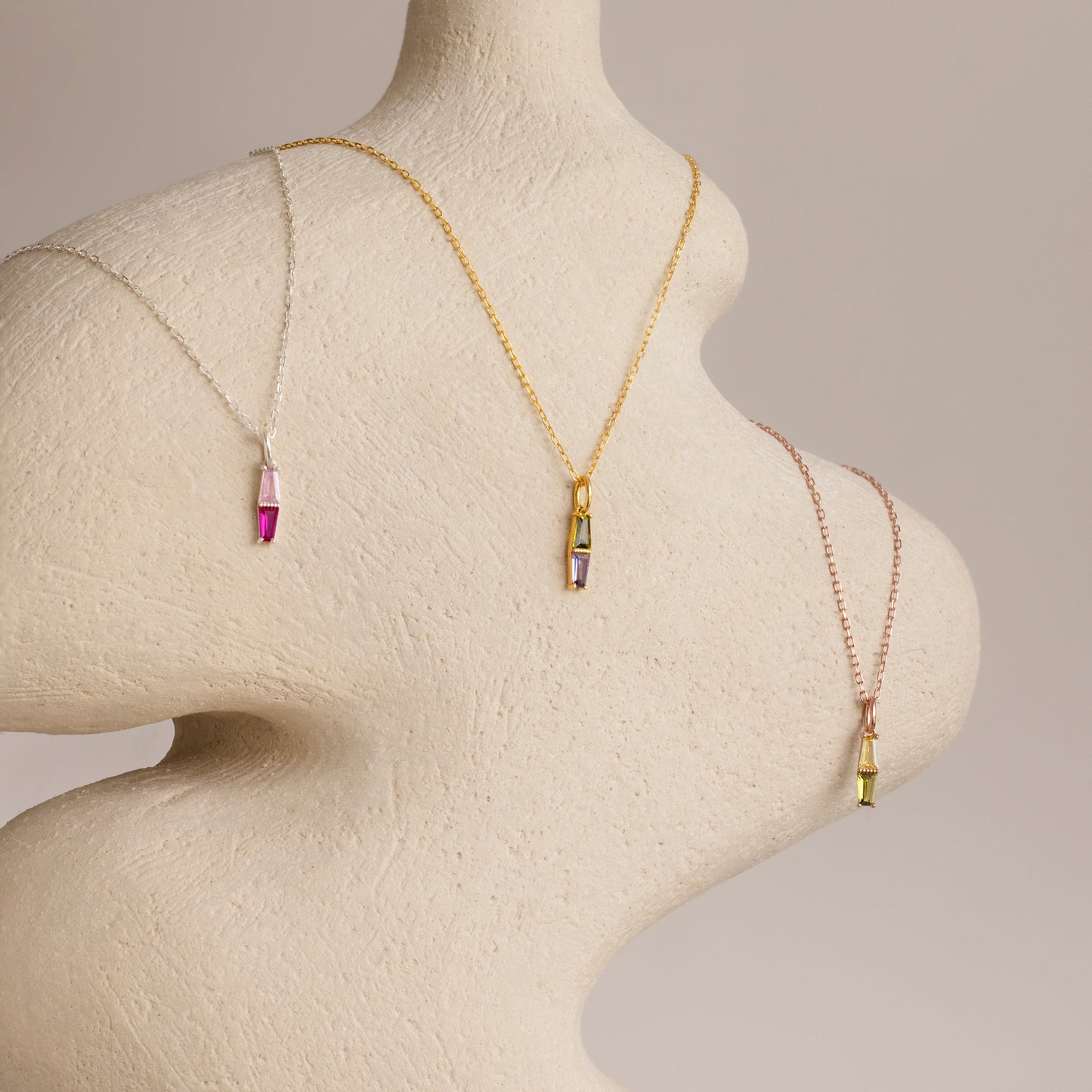 Toi et Moi Tapered Birthstone Necklace