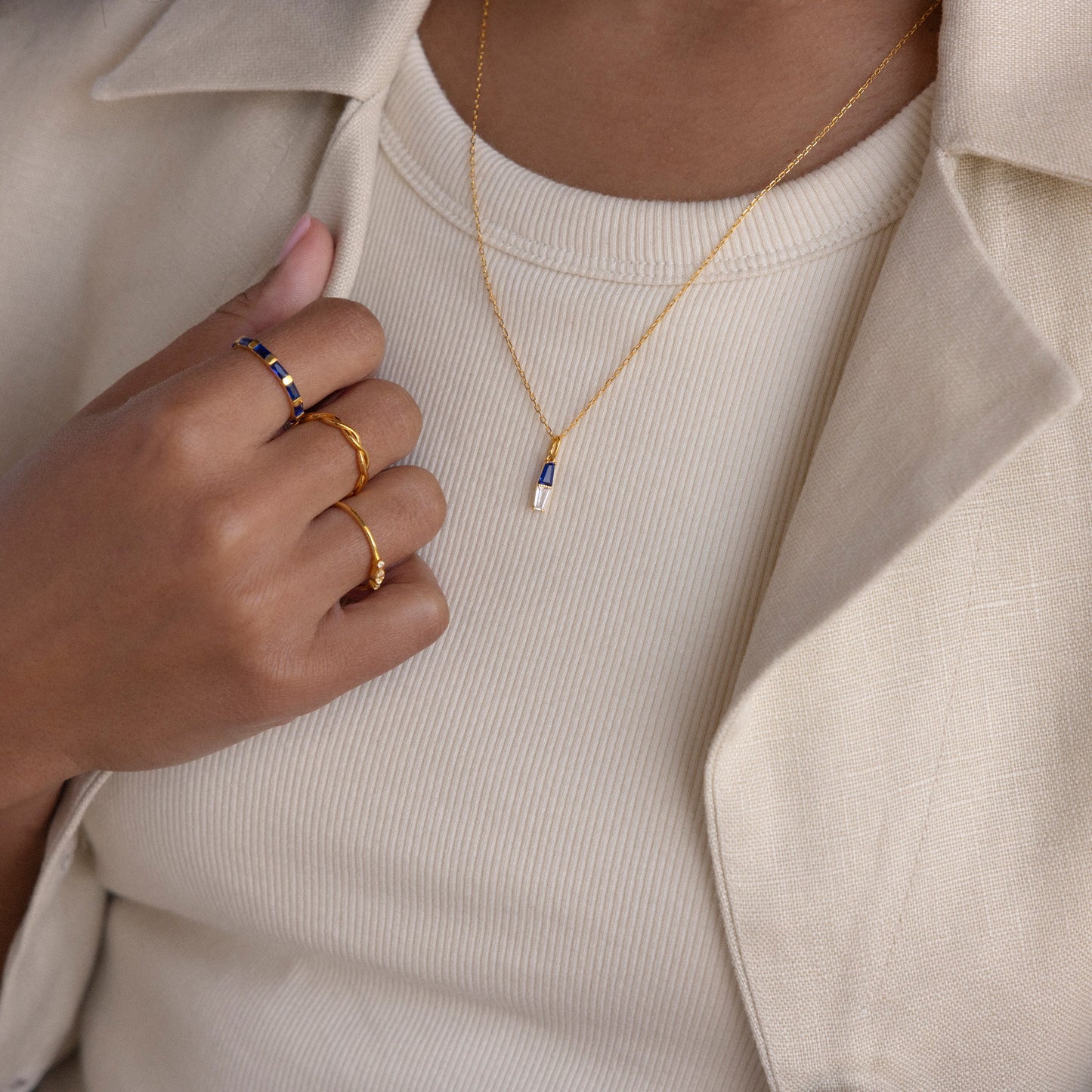 Toi et Moi Tapered Birthstone Necklace