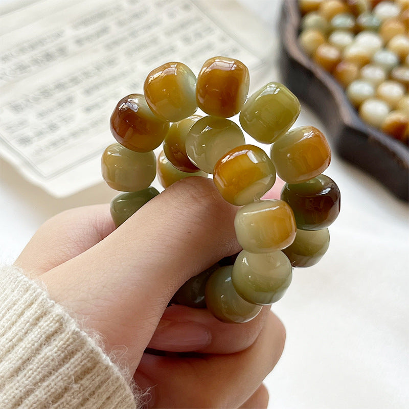 Natural Bodhi Bracelet with Burger-Shaped Beads (Multiple Colors Available) - Touch Bling