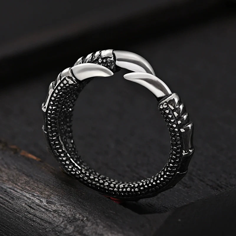 Adjustable Vintage 925 Silver Dragon Claw Ring