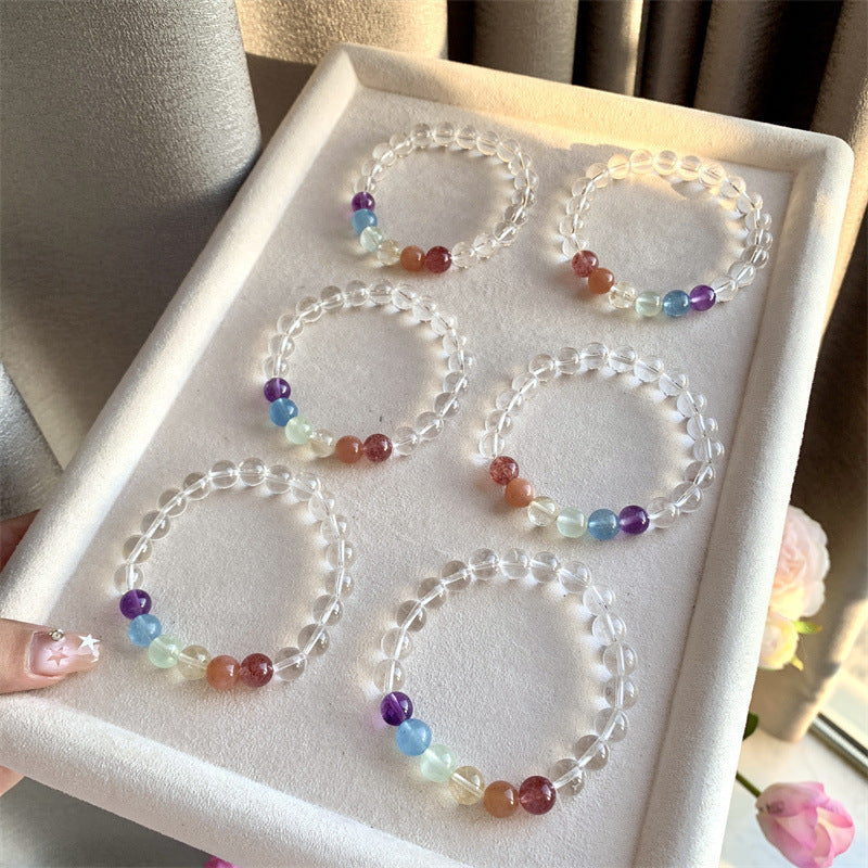Natural Crystal Bracelet for Girls New Colorful Crystal Gradient Rainbow Bracelet - Touch Bling