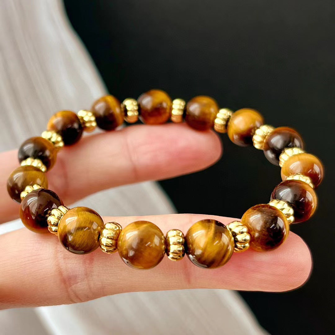 Vintage Maillard Style Natural Tiger's Eye Stone Bracelet - Touch Bling