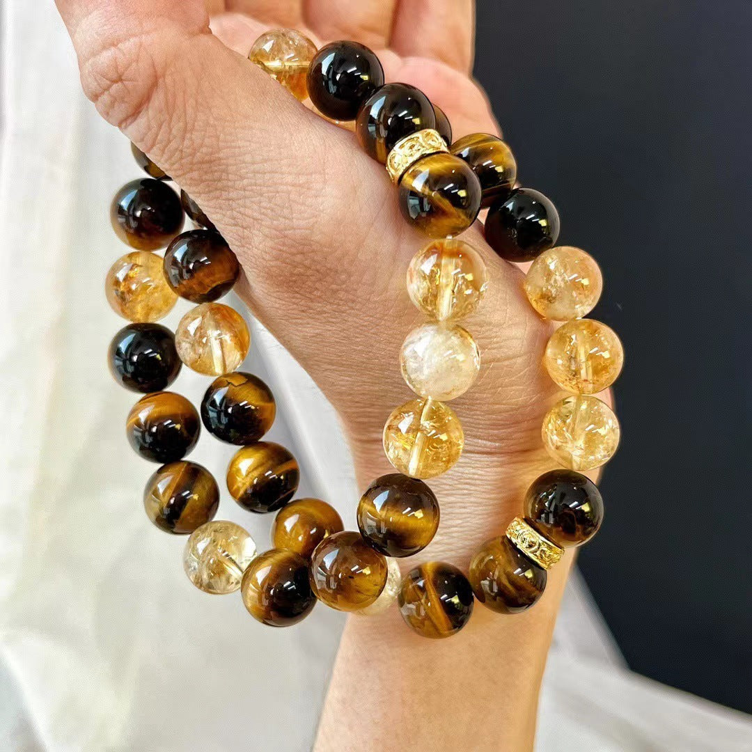 10MM New Maillard Style Natural Citrine Bracelet Natural Tiger's Eye Premium Bracelet - Touch Bling