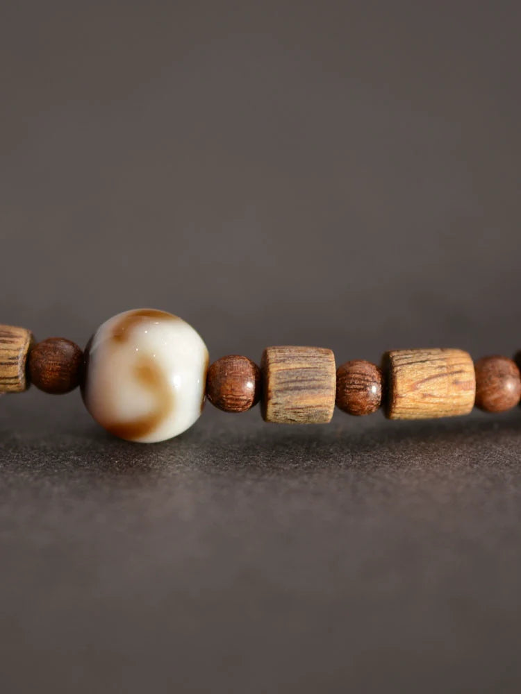 Charm Tibetan Dzi Beads Handcrafted Sandalwood Western-Style Pendant
