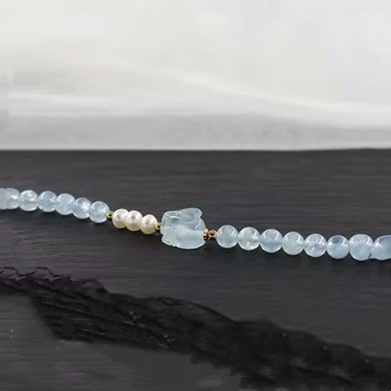 Aquamarine Rabbit Bracelet Fine Pearl Bracelet - Touch Bling