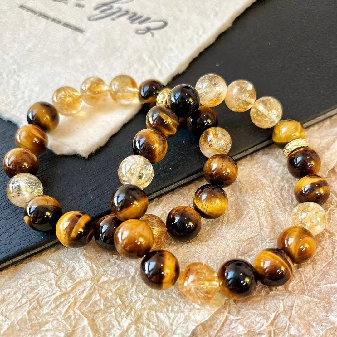 10MM New Maillard Style Natural Citrine Bracelet Natural Tiger's Eye Premium Bracelet - Touch Bling