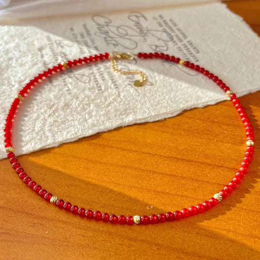 Pigeon Blood Natural Red Chalcedony Necklace Clavicle Chain Necklace - Touch Bling