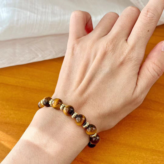 Vintage Maillard Style Natural Tiger's Eye Stone Bracelet - Touch Bling