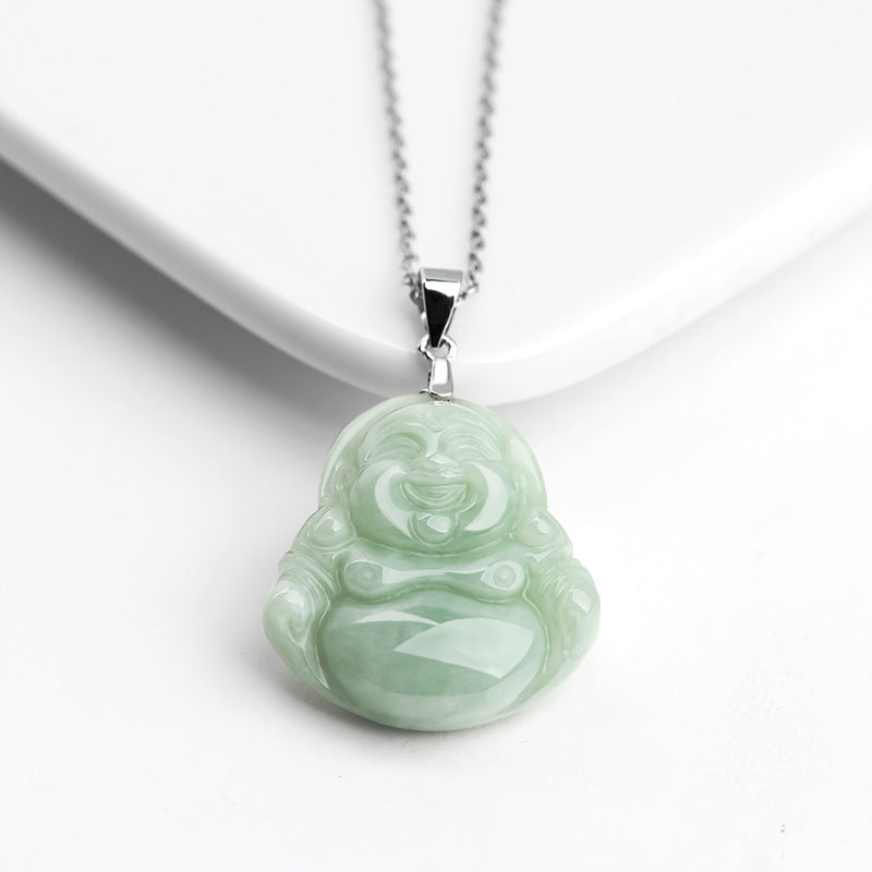 925 Silver Jadeite Little Buddha Pendant – A Grade Myanmar Jade, Lucky Charm - Touch Bling