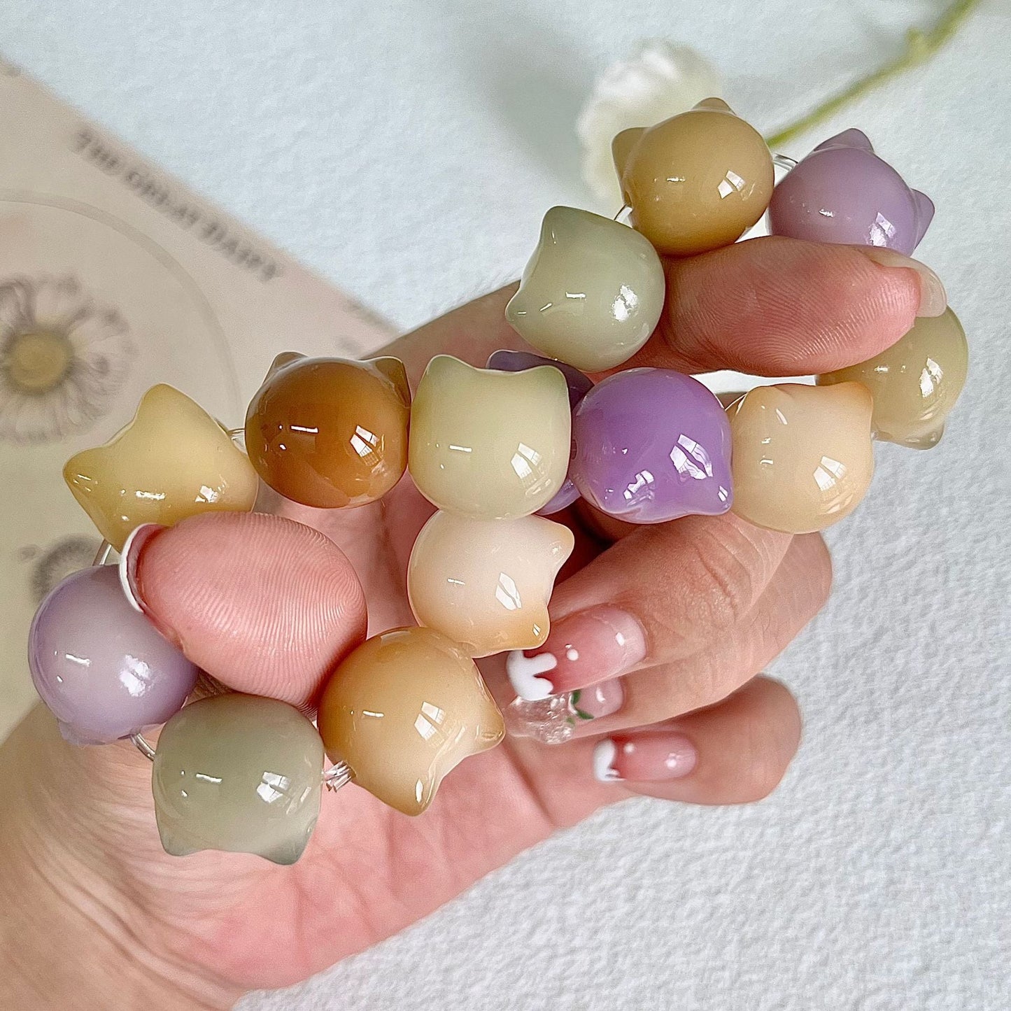 16mm Adorable Cat Head Bodhi Bracelet (Available in Multiple Colors) - Touch Bling