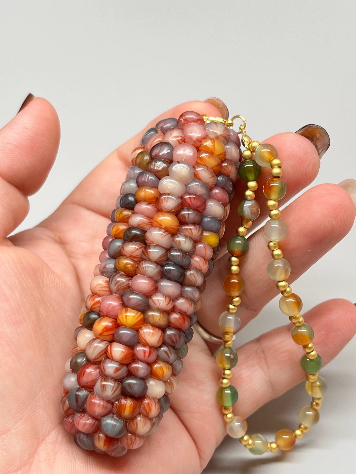 Colorful Gemstone Natural Corn Ornament with Veins - Touch Bling