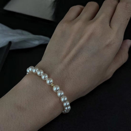 6MM Retro Warm White Artificial Pearl Bracelet Imitation Pearl Bracelet for Women - Touch Bling