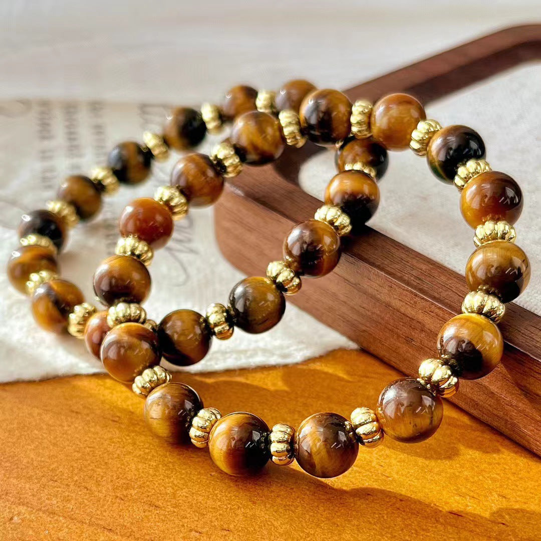 Vintage Maillard Style Natural Tiger's Eye Stone Bracelet - Touch Bling