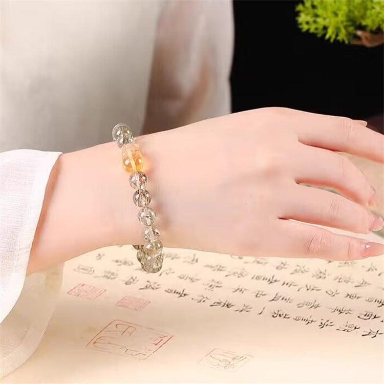 Natural Green Rutilated Quartz Crystal Bracelet with Pixiu - Touch Bling
