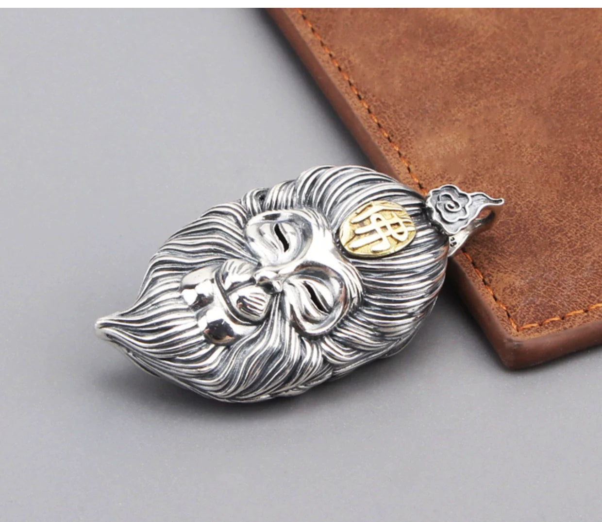 S925 Sterling Silver Sun Wukong Double-Sided Necklace - Buddha and Demon Pendant for Men - Touch Bling