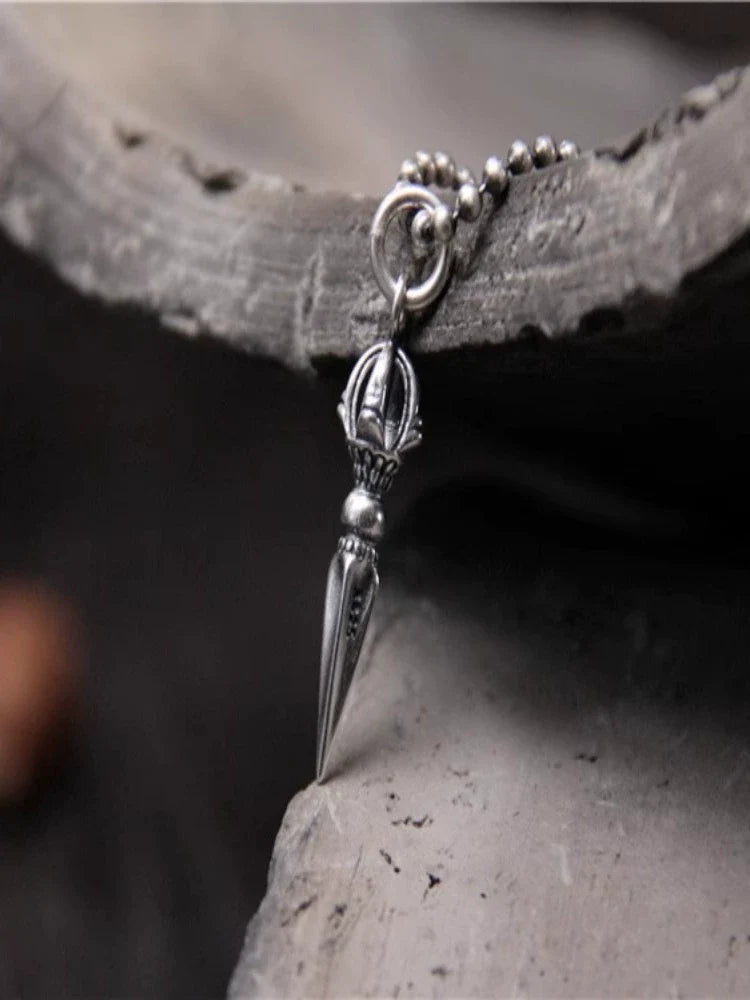 Vajra Pestle S925 Sterling Silver Retro Necklace Pendant - Touch Bling