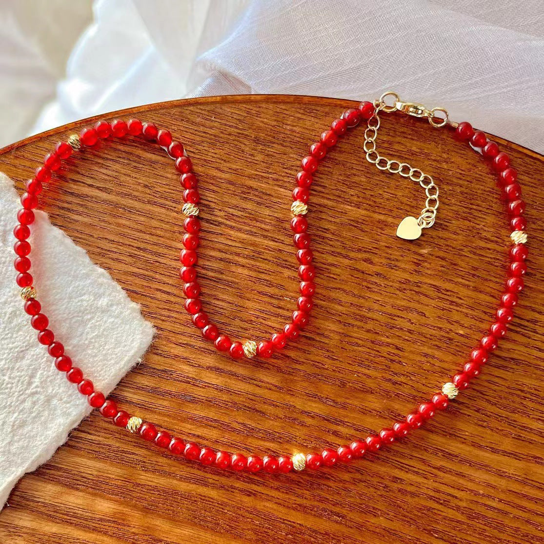 Pigeon Blood Natural Red Chalcedony Necklace Clavicle Chain Necklace - Touch Bling