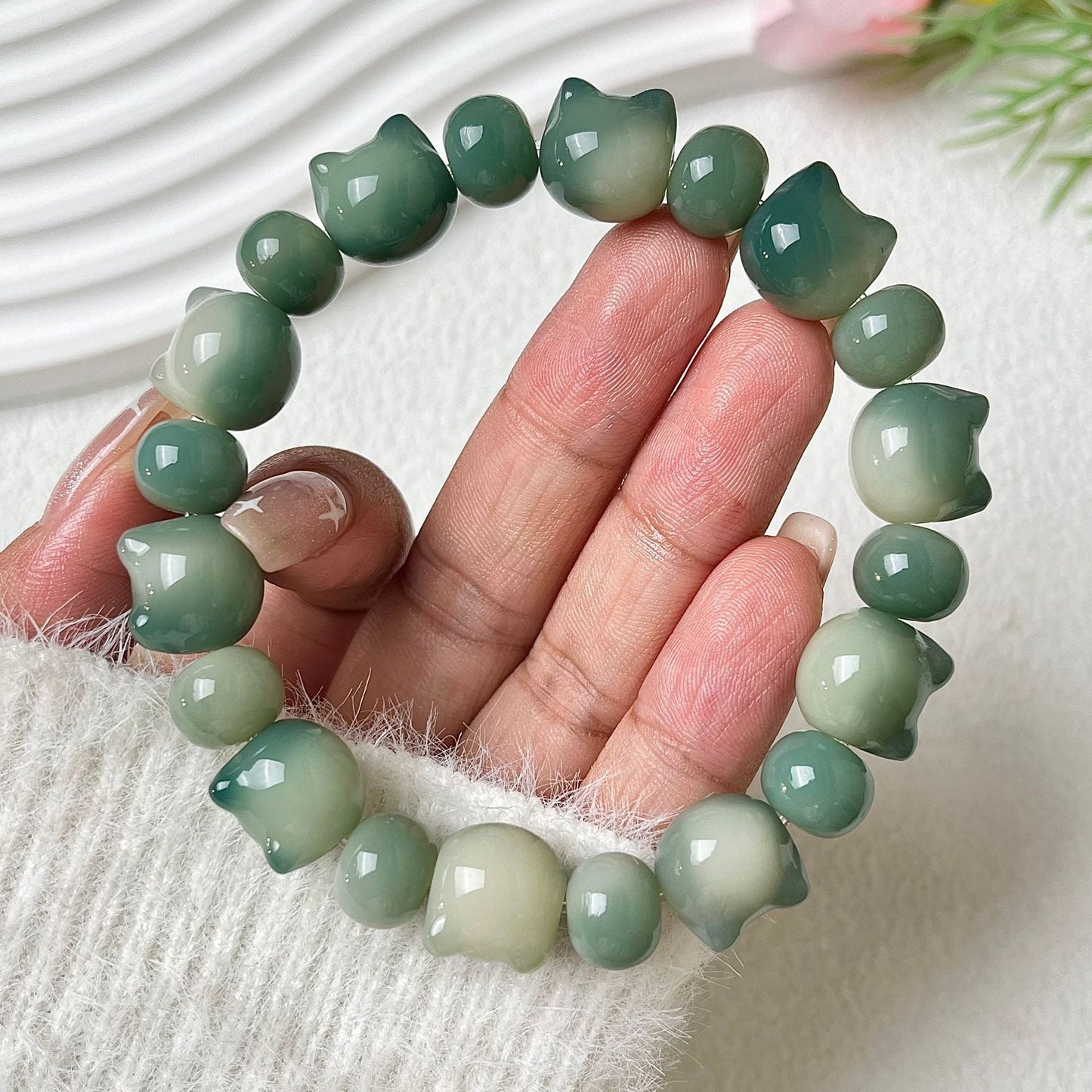 Small-Sized Colorful Adorable Cat Head Bodhi Bracelet - Touch Bling