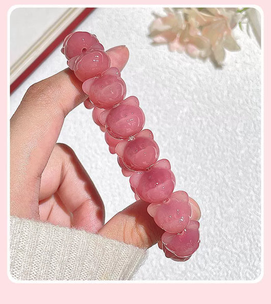 Cute Strawberry Pink Bear Bodhi Bracelet – 13mm - Touch Bling