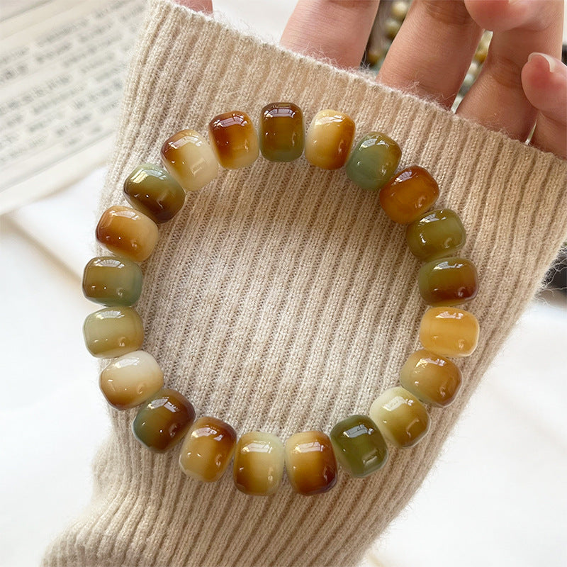 Natural Bodhi Bracelet with Burger-Shaped Beads (Multiple Colors Available) - Touch Bling