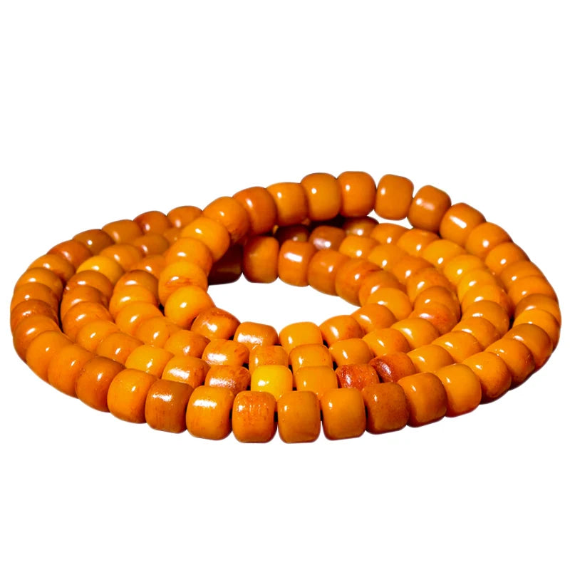 Tibetan Old Yak Bone Bracelet 108 Beads Mala for Meditation 10*8mm