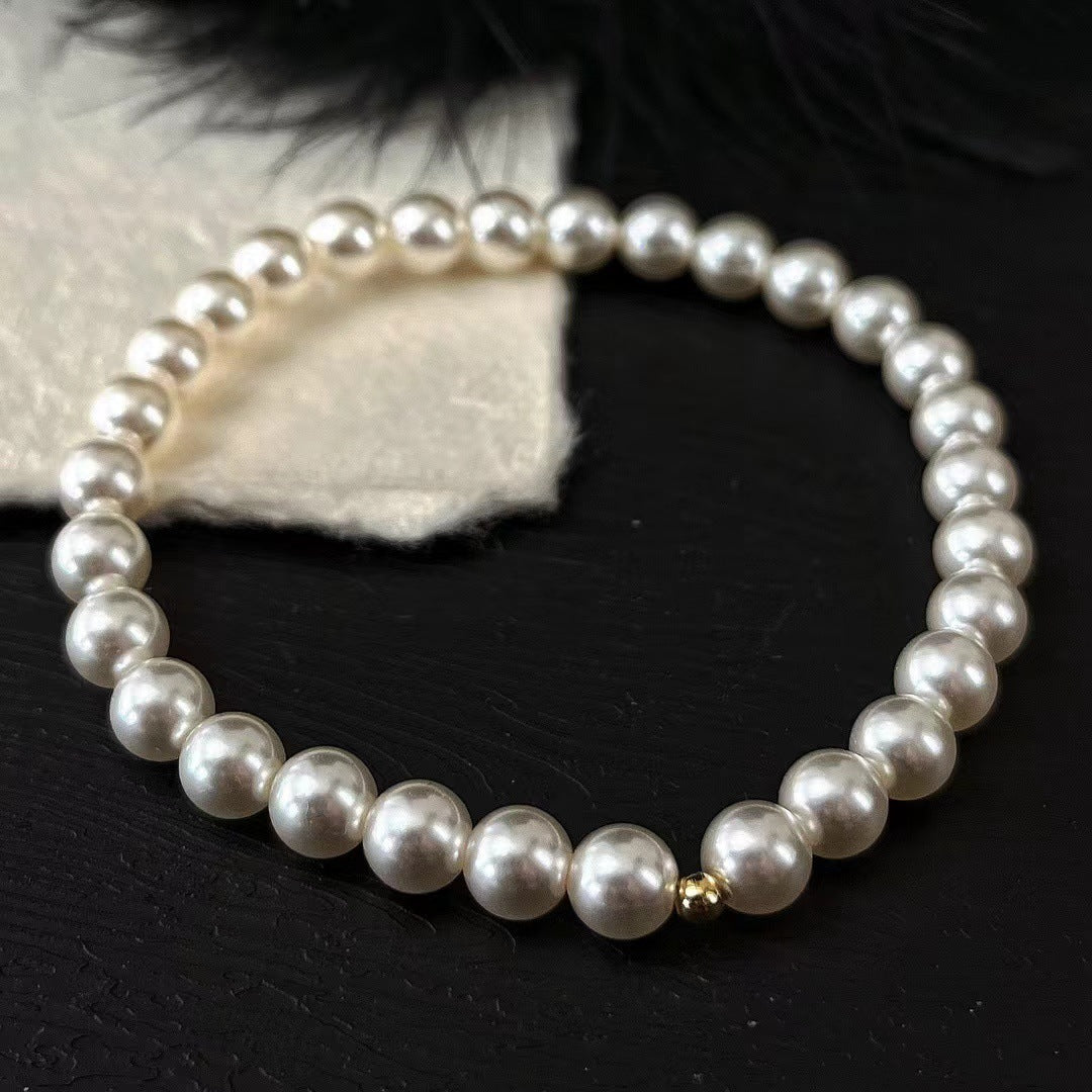 6MM Retro Warm White Artificial Pearl Bracelet Imitation Pearl Bracelet for Women - Touch Bling