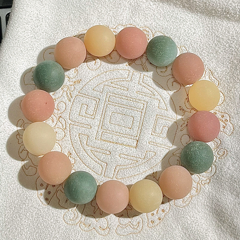 Natural Skin Bodhi Seed Polished White Jade Bodhi Bracelet - Touch Bling