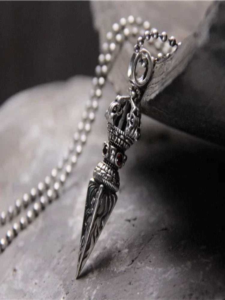 S925 Sterling Silver Body Protector Vajra Pestle Pendant - Touch Bling