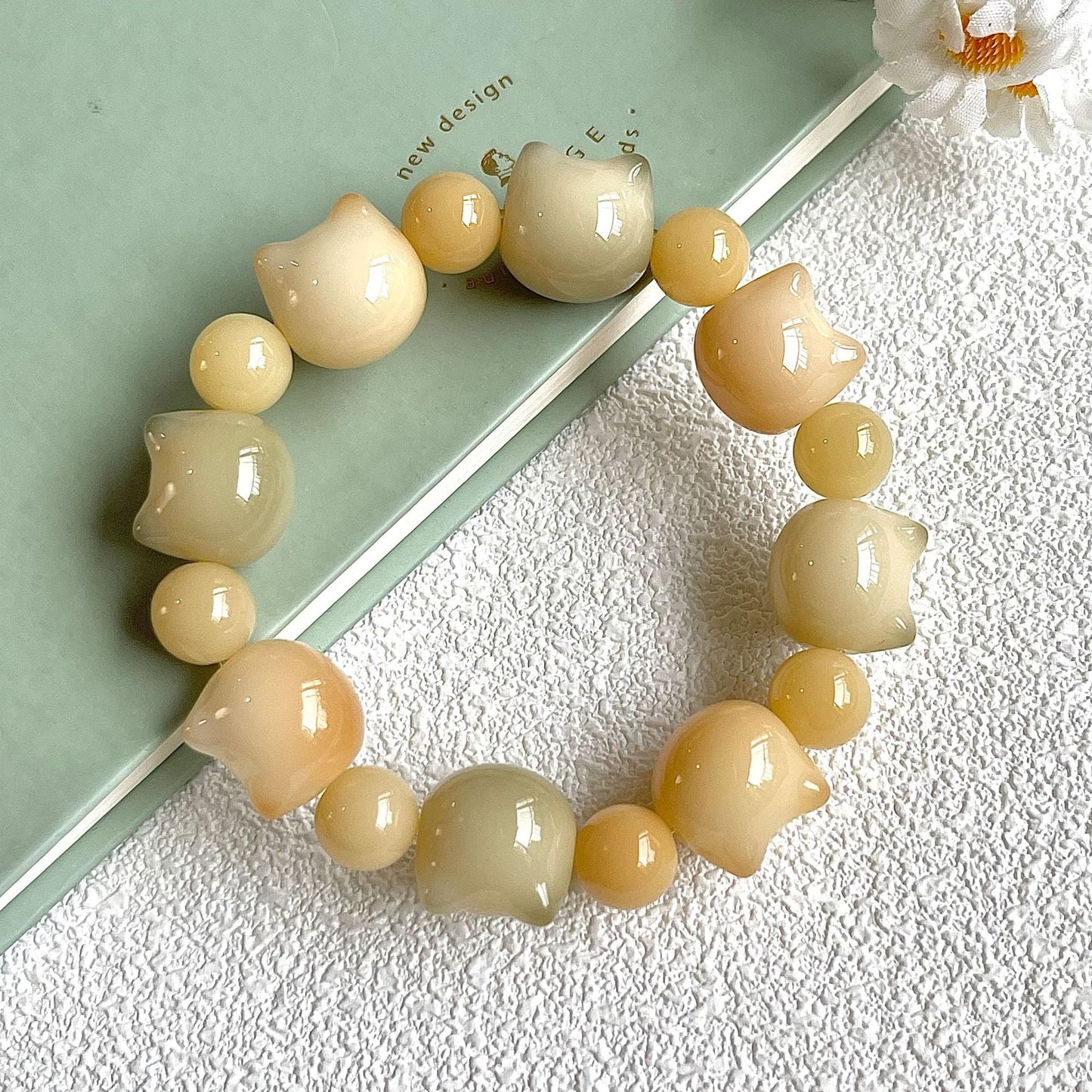 16mm Adorable Cat Head Bodhi Bracelet (Available in Multiple Colors) - Touch Bling