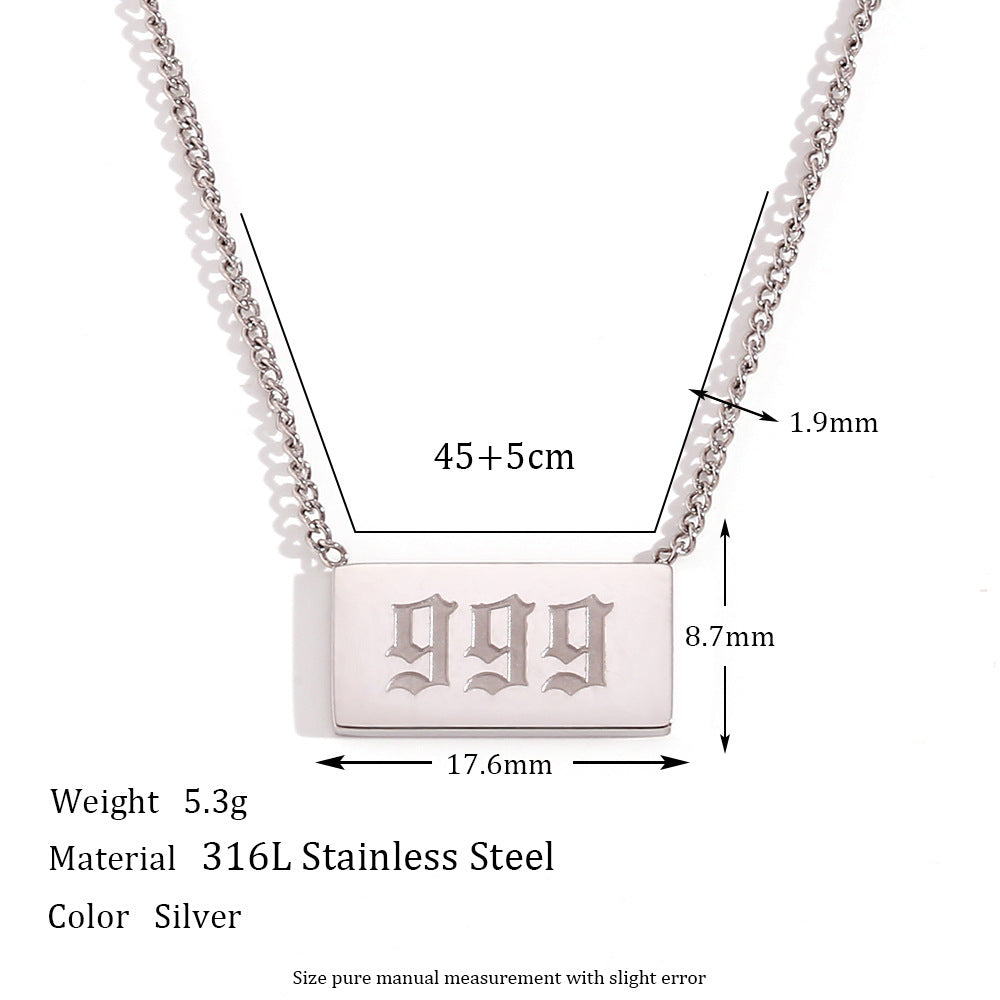 Stainless Steel Angel Number Necklace 111-999 Dainty Necklace for Women - Touch Bling