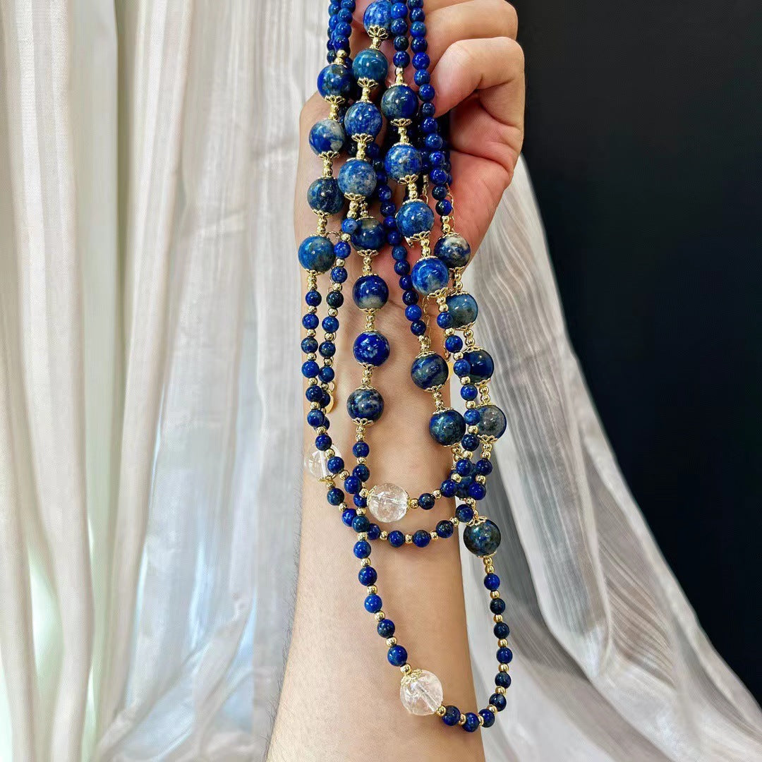 Vintage Natural Lapis Lazuli Necklace Natural White Crystal Clavicle Chain Necklace - Touch Bling