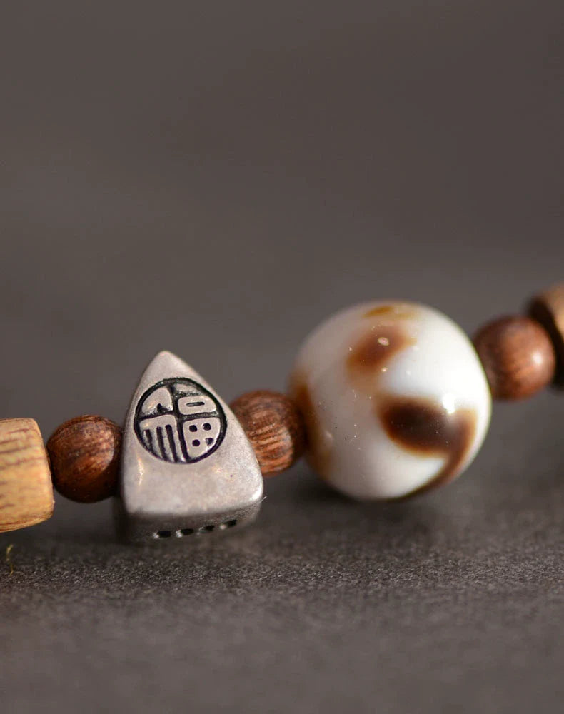 Charm Tibetan Dzi Beads Handcrafted Sandalwood Western-Style Pendant