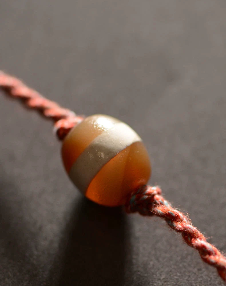 Handmade Rope Tibetan Dzi Bead Pendant