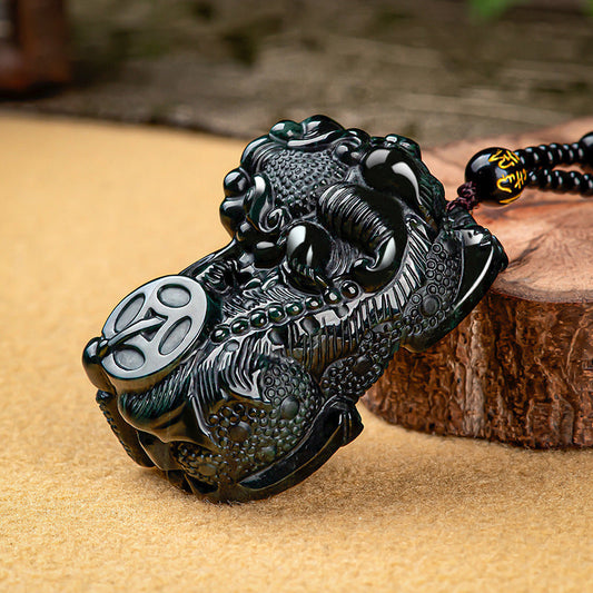 Black Green Jade Pixiu Pendant – Symbol of Wealth and Protection - Touch Bling