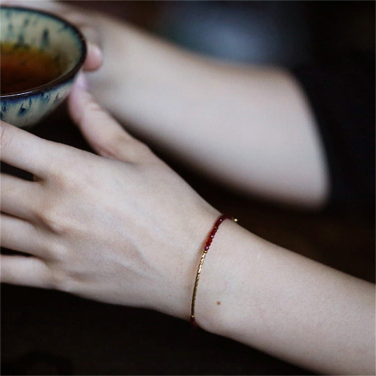 Faceted Red Spinel Bracelet 14K Gold-wrapped Accessories Fine Jewelry Simple and Light Luxury - Touch Bling