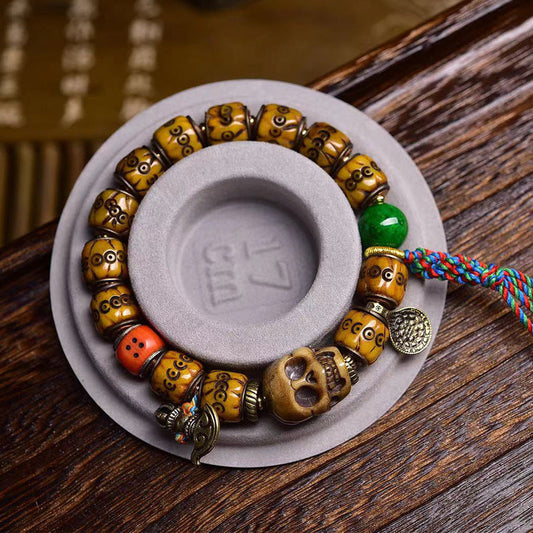 Tibetan Hand-Carved Yak Bone Bracelet – Unique Spiritual Tibetan-Style Bracelet - Touch Bling