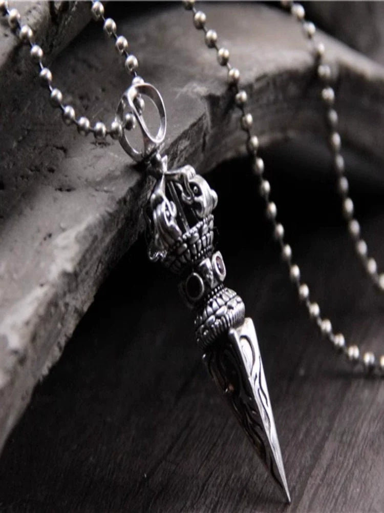 S925 Sterling Silver Body Protector Vajra Pestle Pendant - Touch Bling