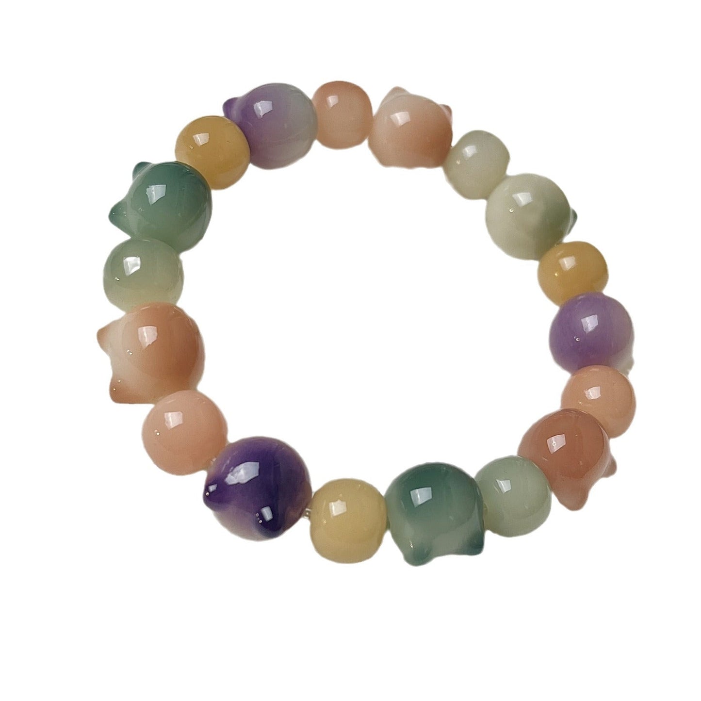 Small-Sized Colorful Adorable Cat Head Bodhi Bracelet - Touch Bling